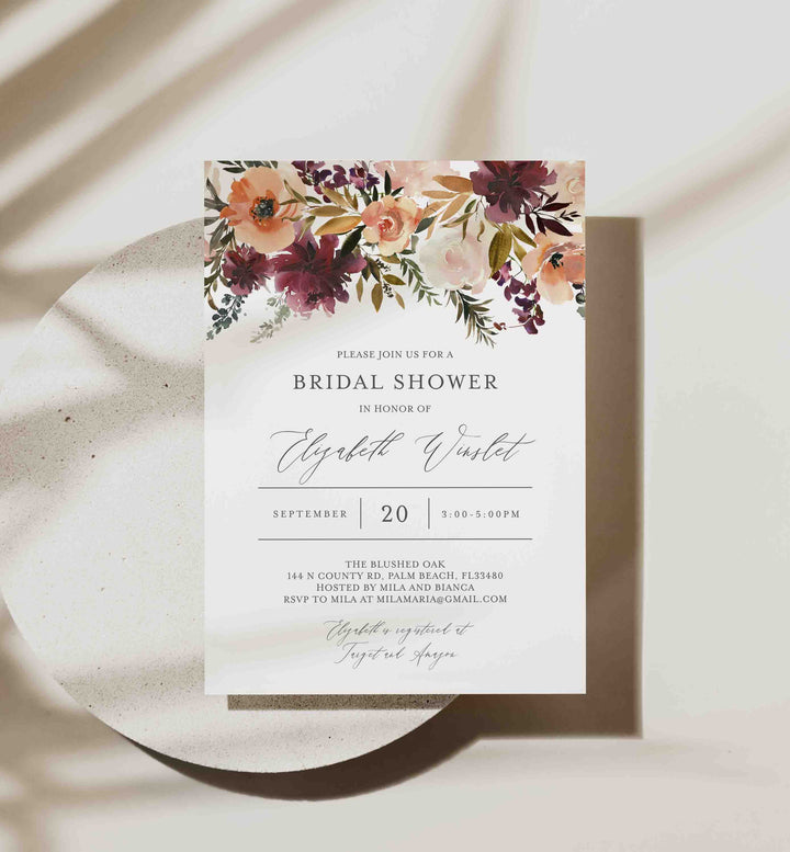 Romance Blush Bridal Shower Invitation Printable