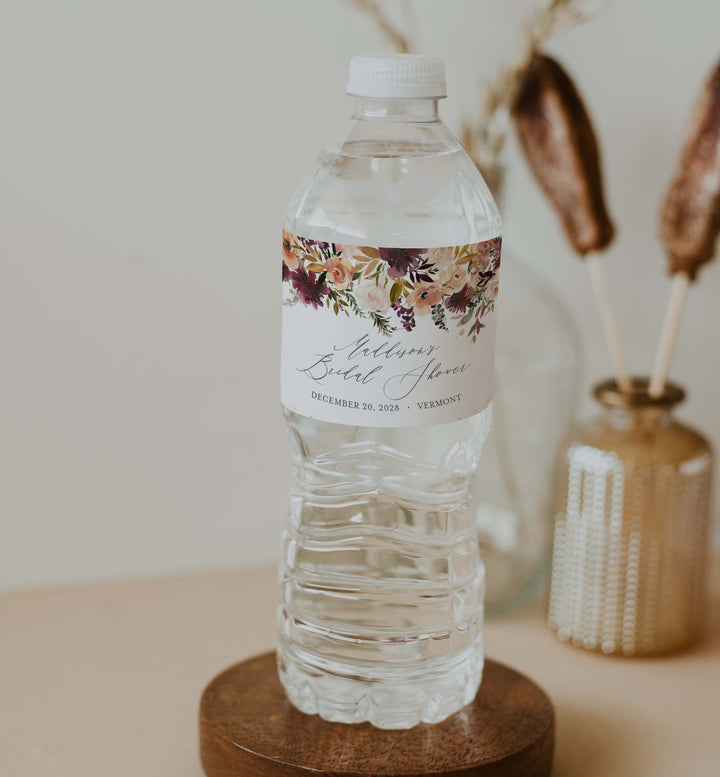 Romance Blush Bridal Shower Water Bottle Label Printable