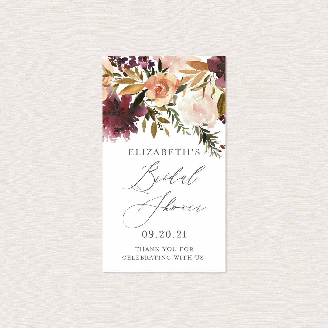 Romance Blush Bridal Shower Favour Tag Printable