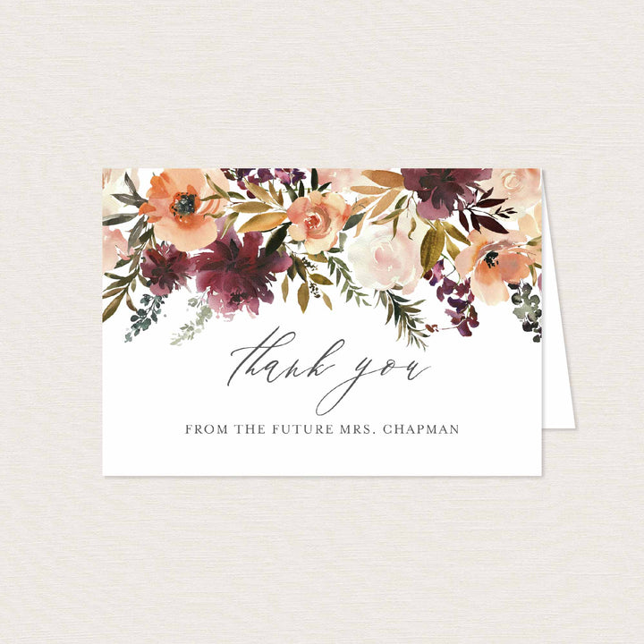 Romance Blush Bridal Shower Thank You Card Printable