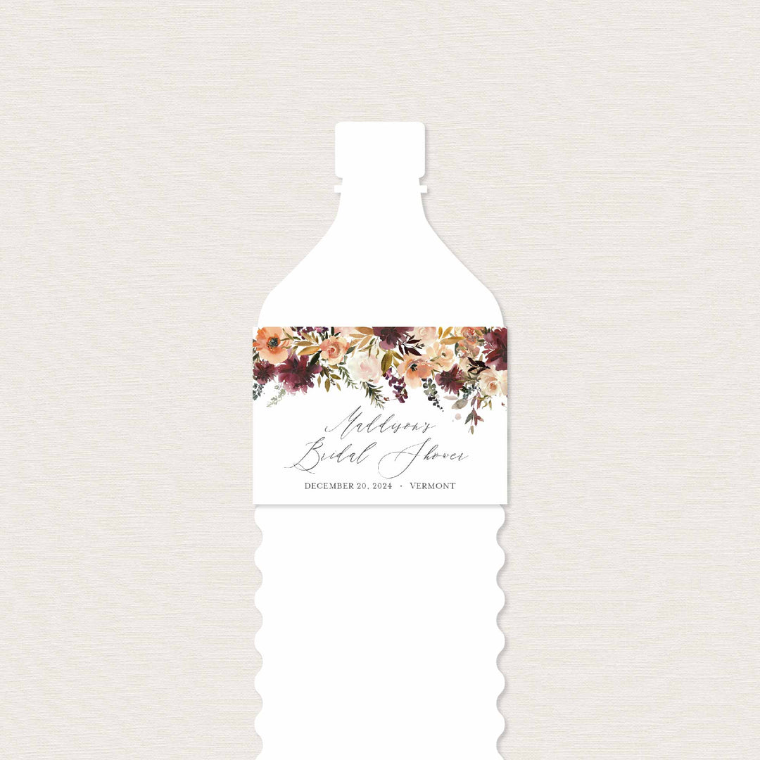 Romance Blush Bridal Shower Water Bottle Label Printable