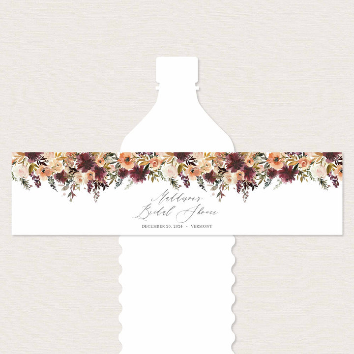 Romance Blush Bridal Shower Water Bottle Label Printable