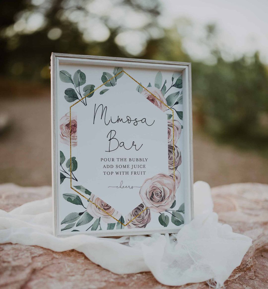 Boho Rose Bridal Shower Mimosa Bar Sign Printable