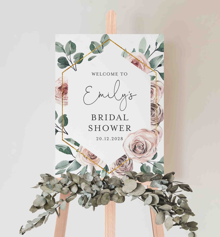 Boho Rose Bridal Shower Welcome Sign Printable