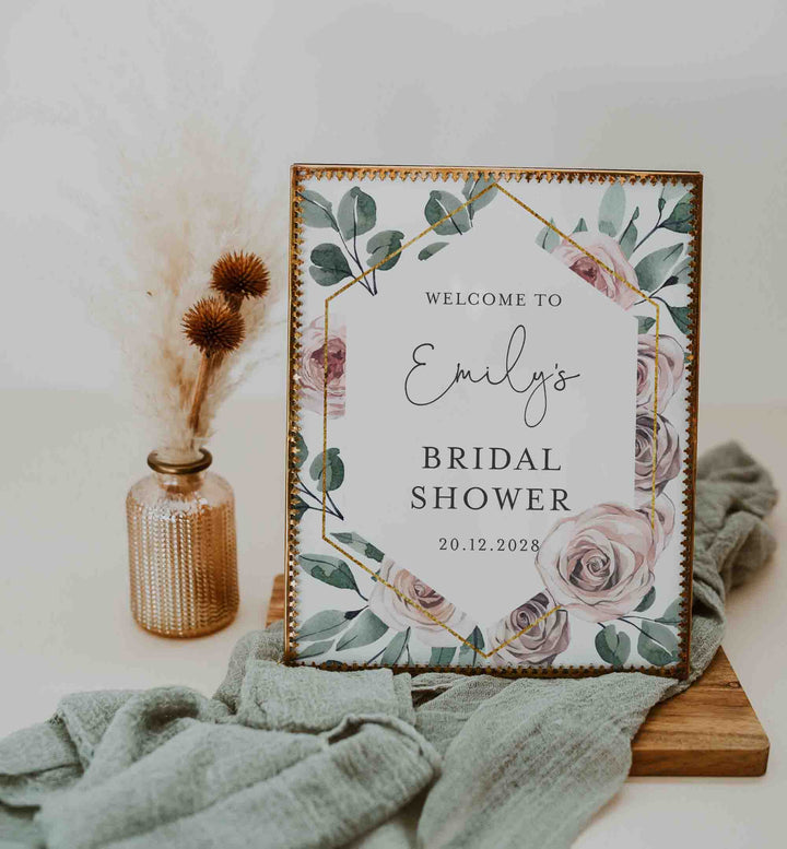 Boho Rose Bridal Shower Welcome Sign Printable