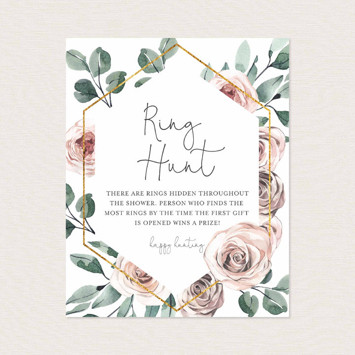 Boho Rose Bridal Shower Ring Hunt Game Printable