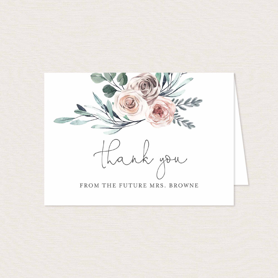 Boho Rose Bridal Shower Thank You Card Printable