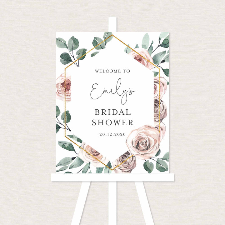 Boho Rose Bridal Shower Welcome Sign Printable