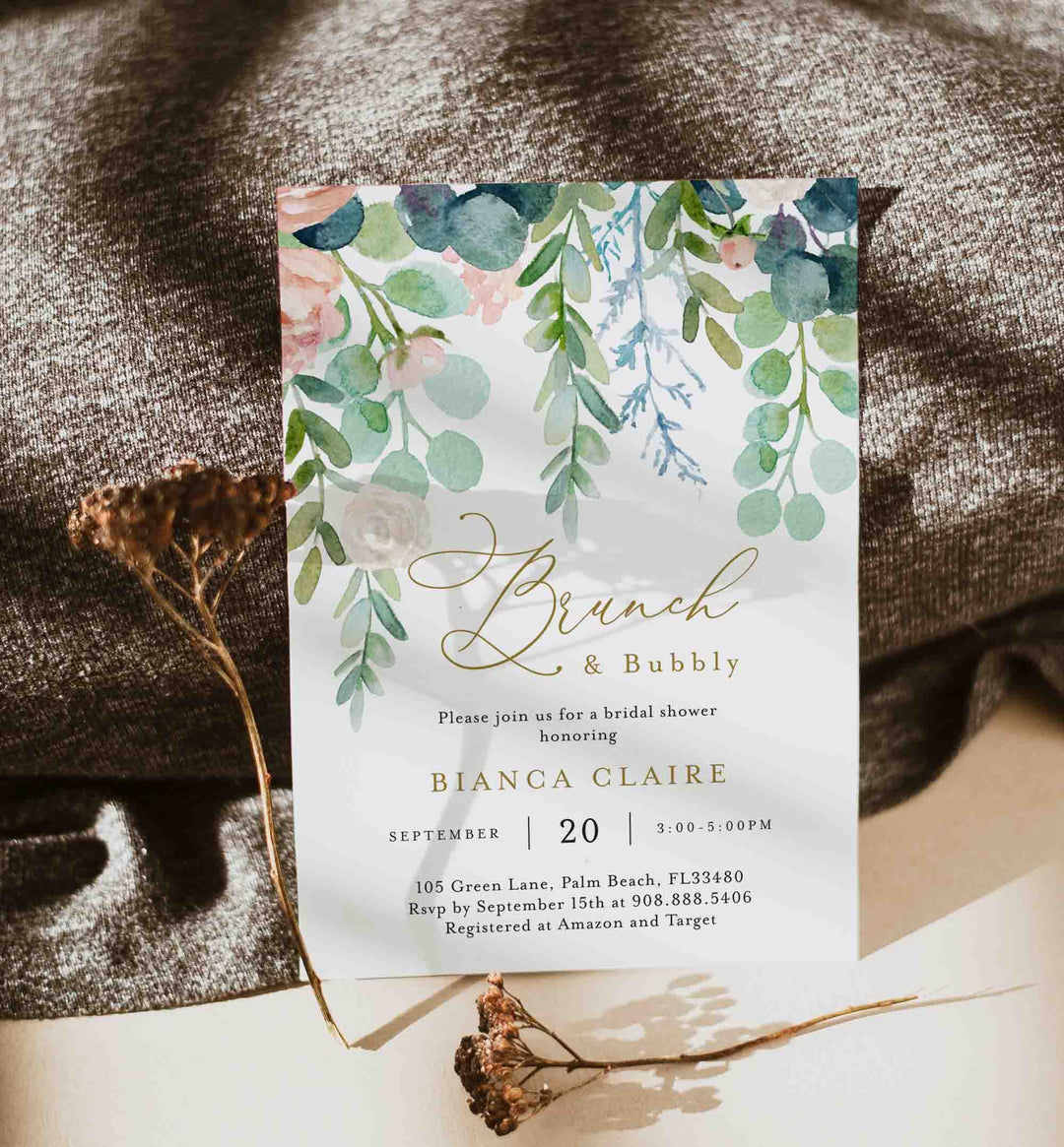 Blush Garden Bridal Brunch Invitation Printable