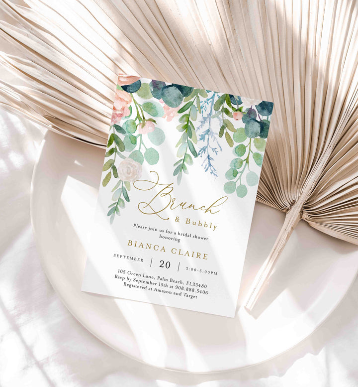 Blush Garden Bridal Brunch Invitation Printable