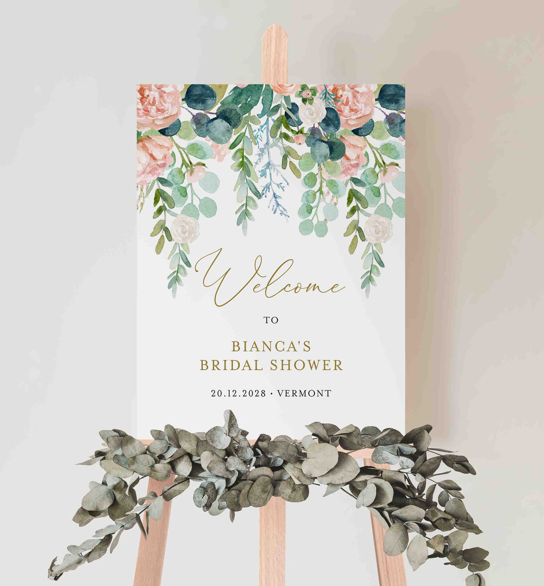 Blush Garden Bridal Shower Welcome Sign Printable