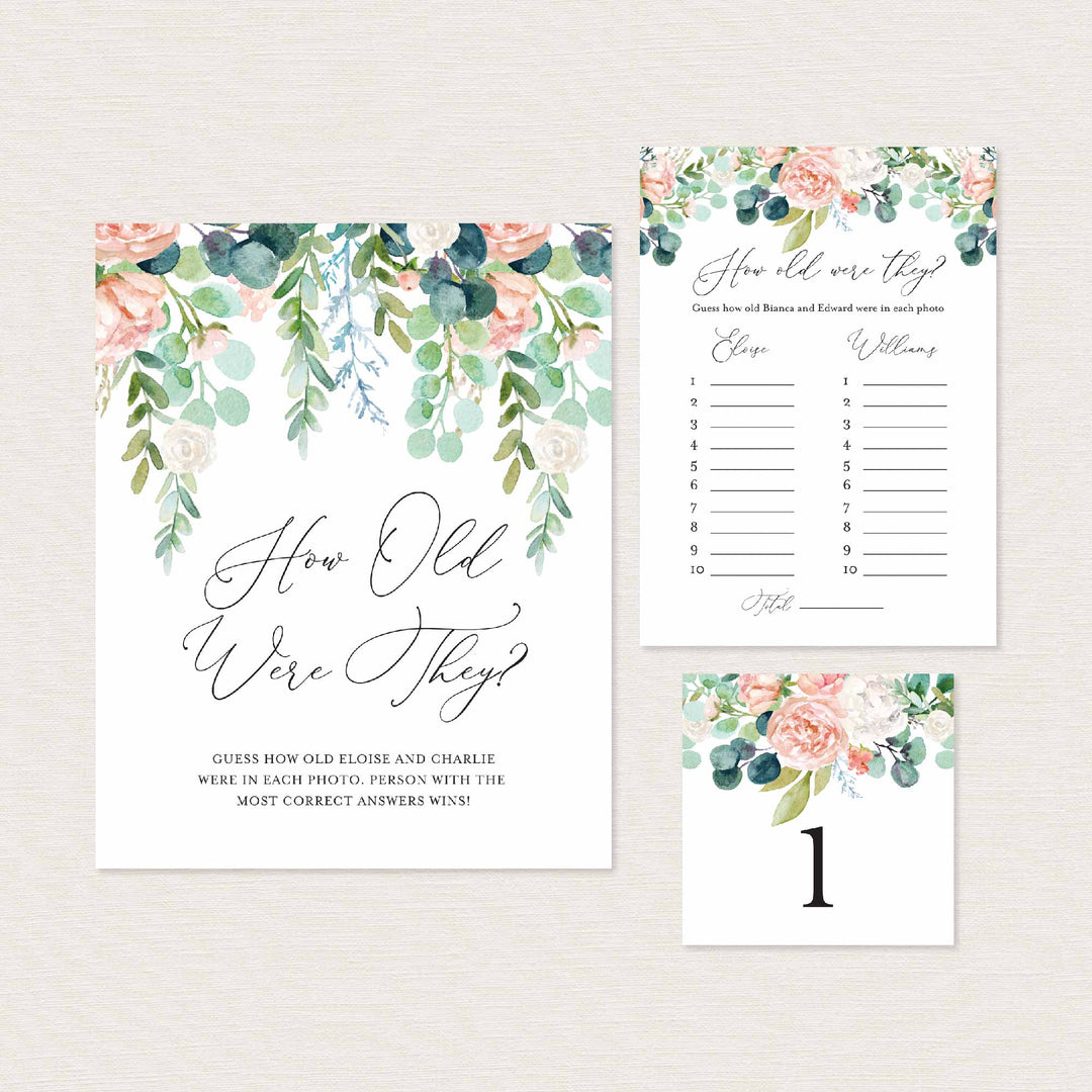 Blush Garden Bridal Shower How Old Were They Game Printable