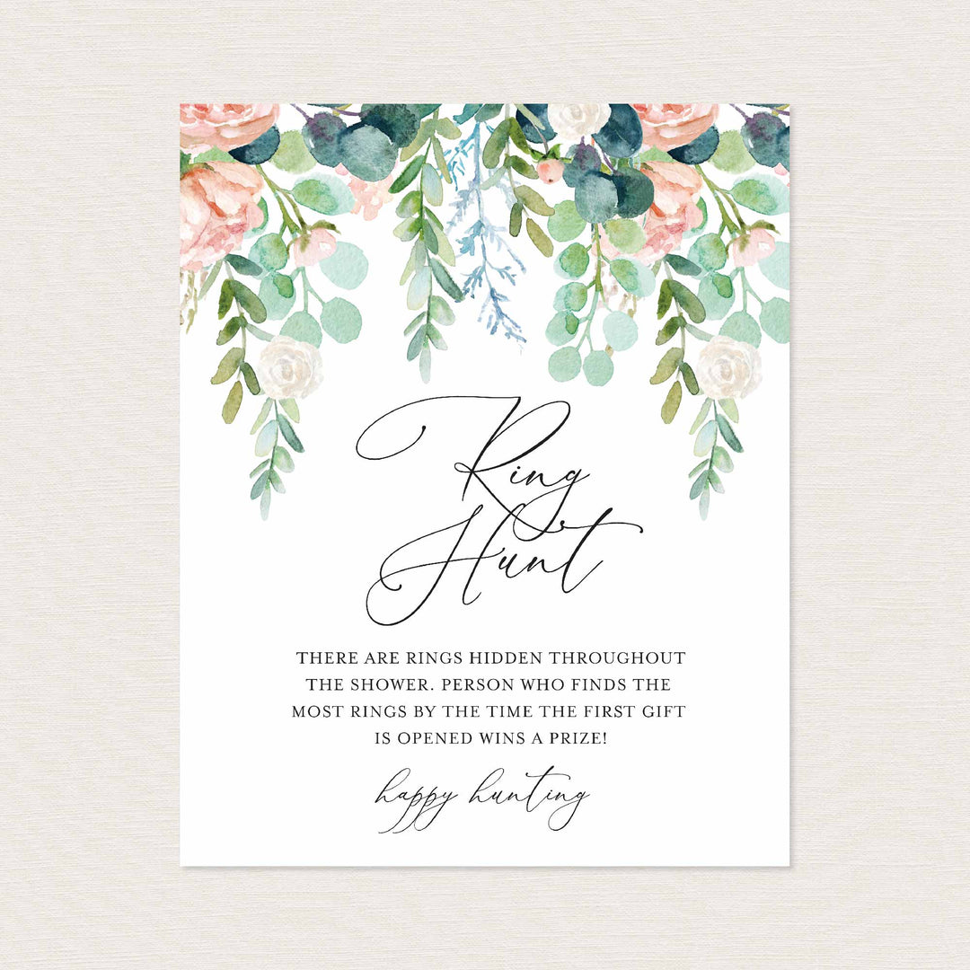 Blush Garden Bridal Shower Ring Hunt Game Printable