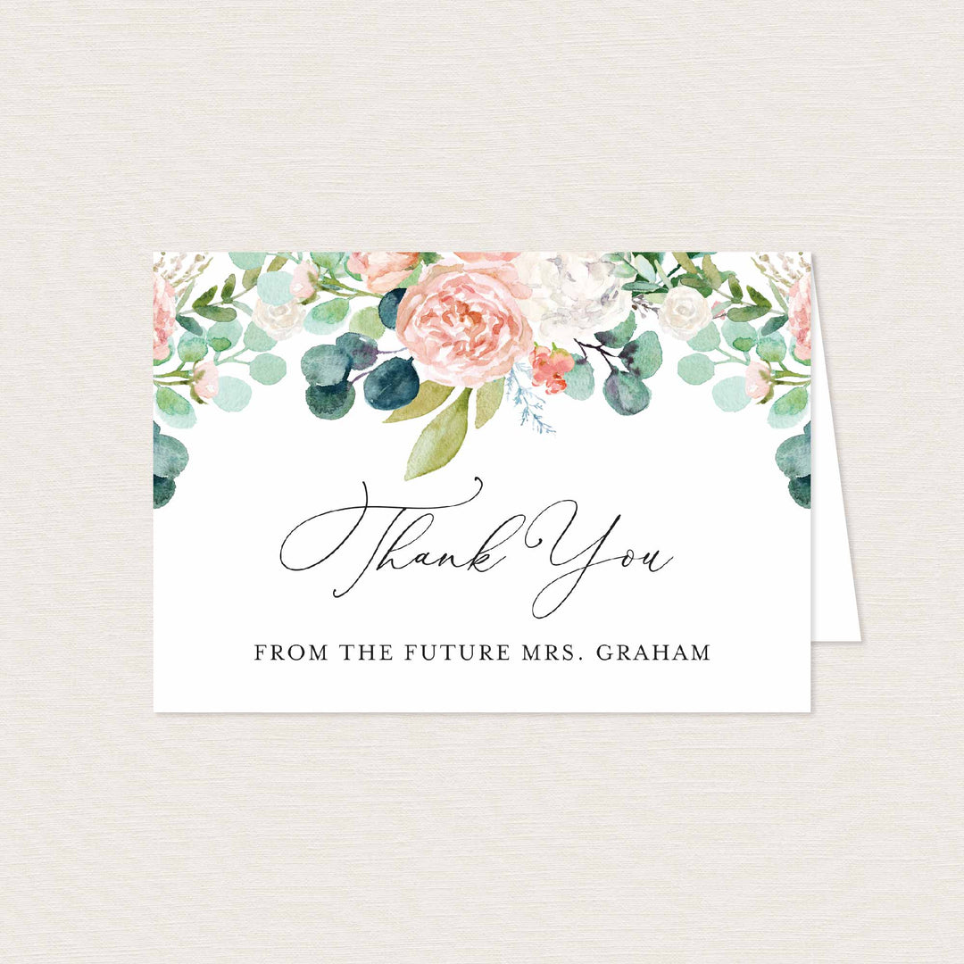 Blush Garden Bridal Shower Thank You Card Printable