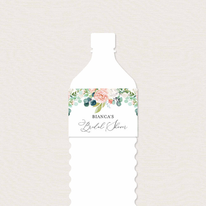 Blush Garden Bridal Shower Water Bottle Label Printable