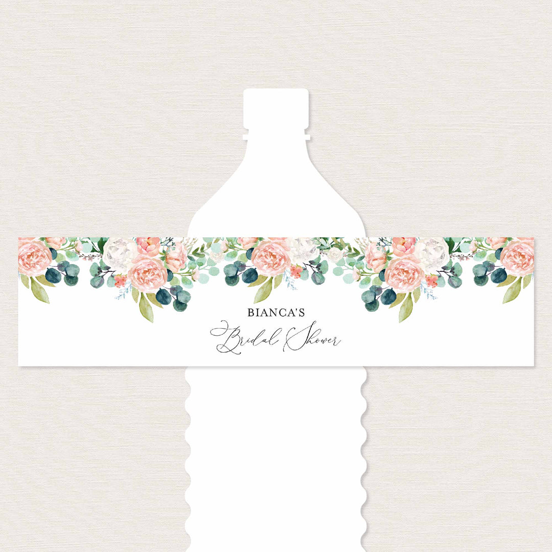 Blush Garden Bridal Shower Water Bottle Label Printable