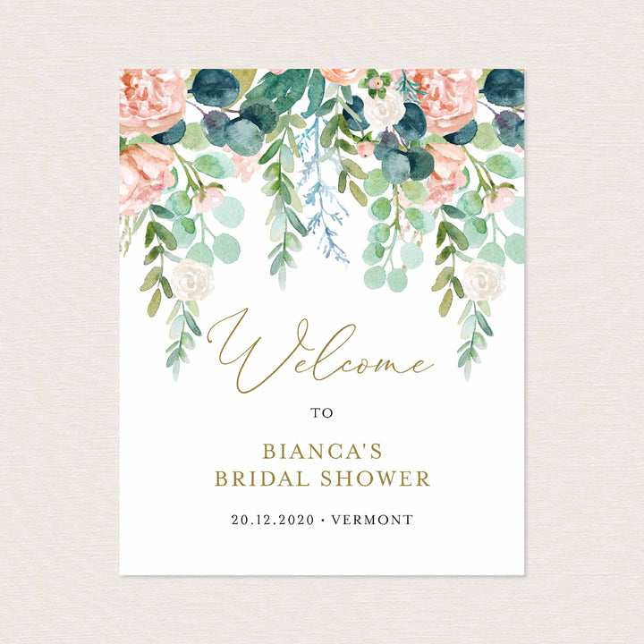 Blush Garden Bridal Shower Welcome Sign Printable