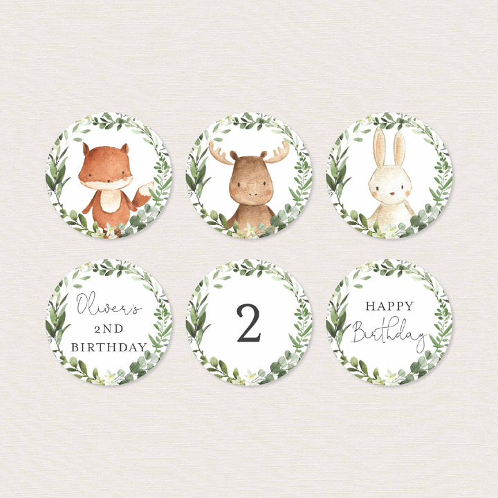 Woodland Friends Kids Birthday Cupcake Toppers and Cupcake Wrappers Printable