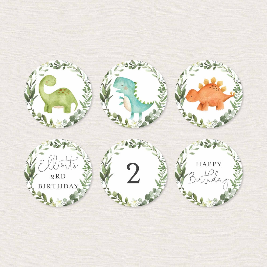 Dinosaurs Kids Birthday Cupcake Toppers and Cupcake Wrappers Printable