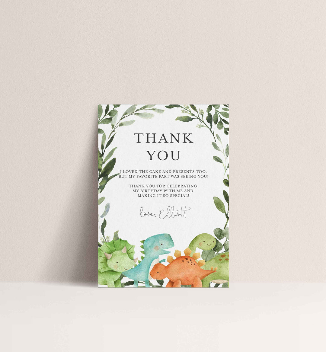 Dinosaurs Kids Birthday Thank You Note Printable