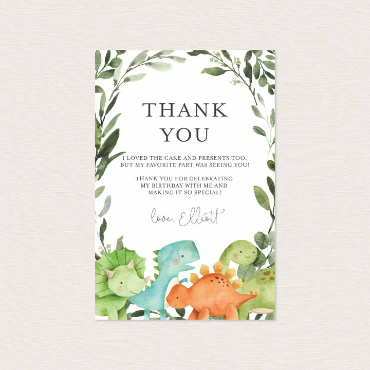 Dinosaurs Kids Birthday Thank You Note Printable