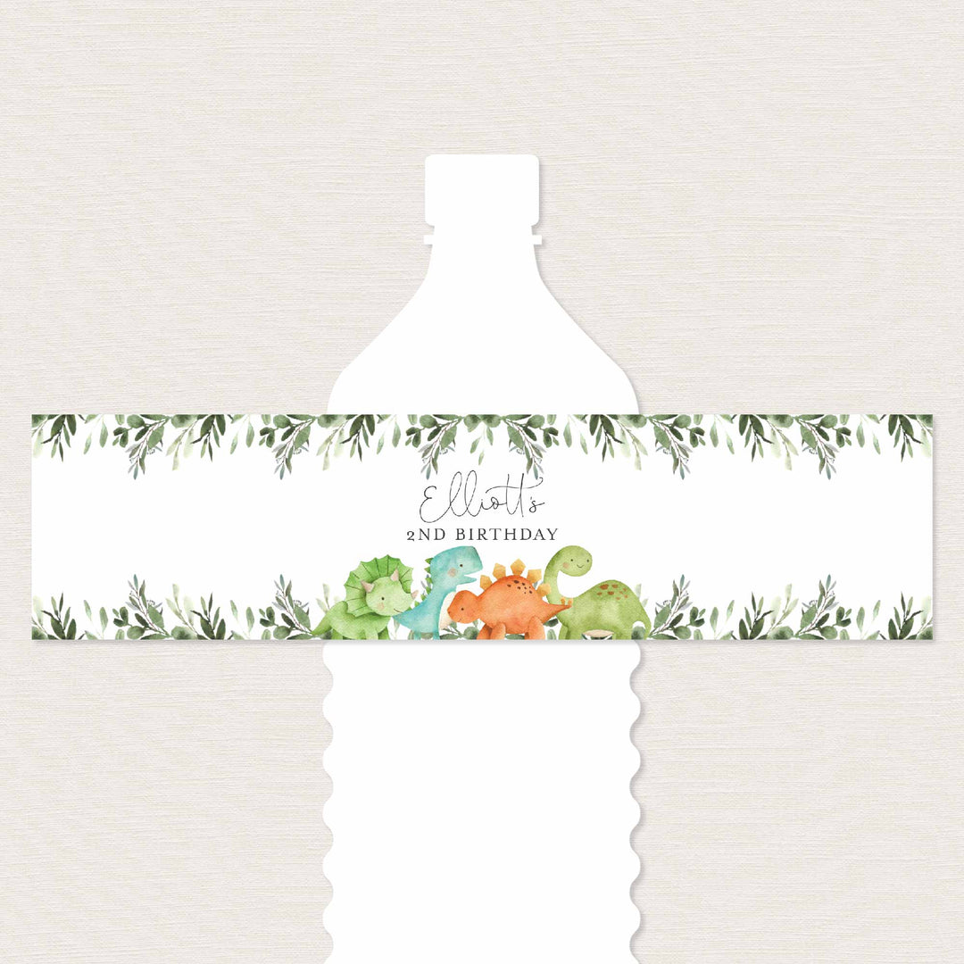 Dinosaurs Kids Birthday Water Bottle Label Printable