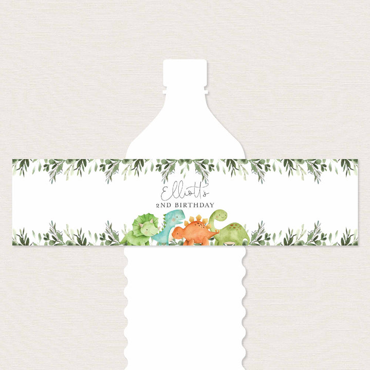 Dinosaurs Kids Birthday Water Bottle Label Printable