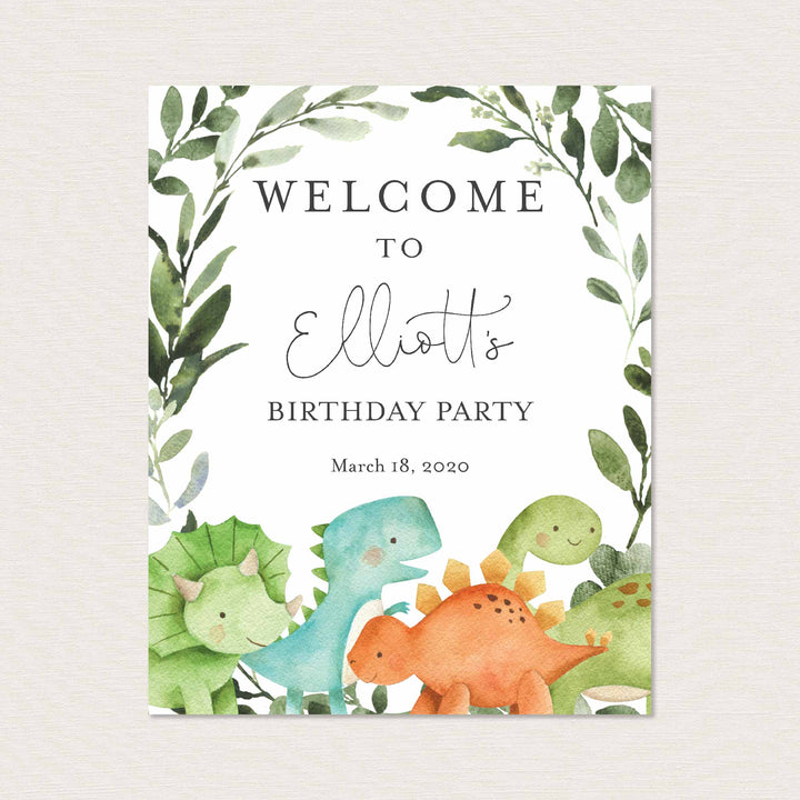 Dinosaurs Kids Birthday Welcome Sign Printable