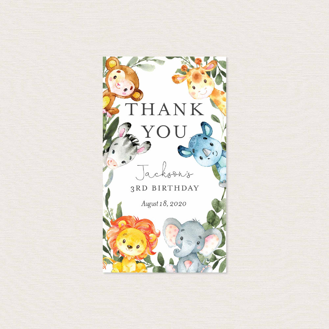 Jungle Animals Kids Birthday Favour Tag Printable