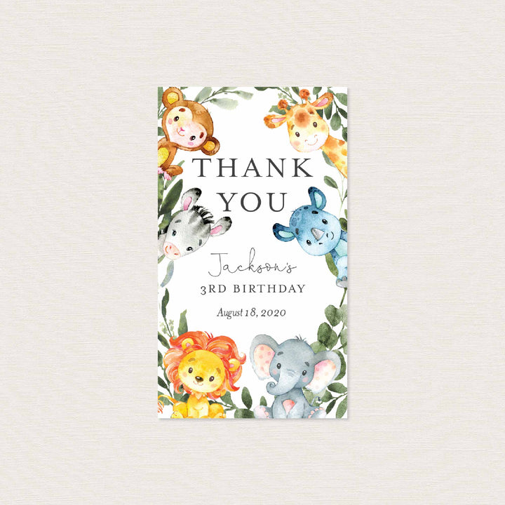 Jungle Animals Kids Birthday Favour Tag Printable