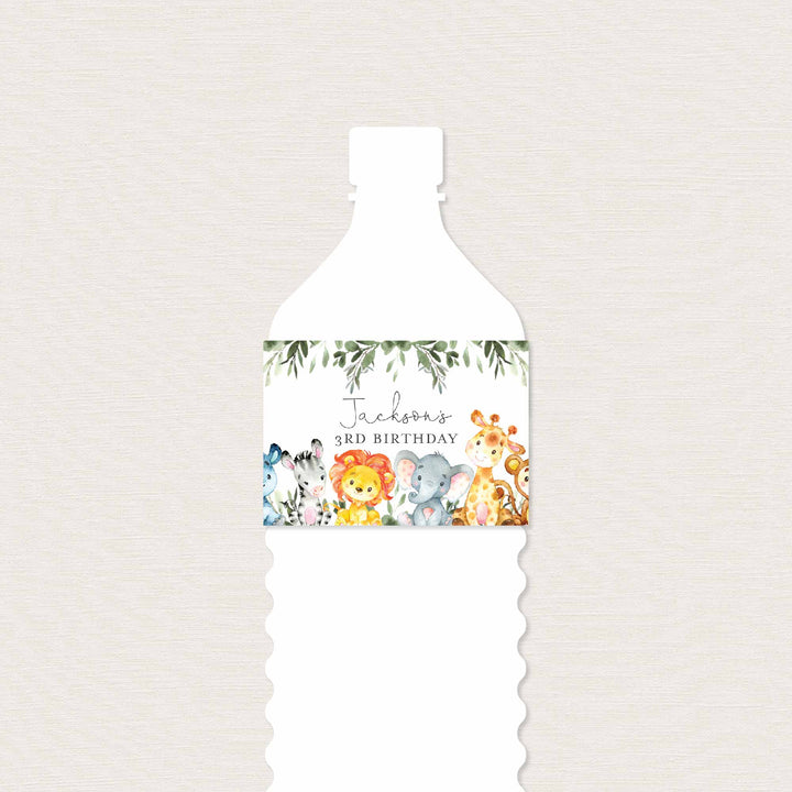 Jungle Animals Kids Birthday Water Bottle Label Printable