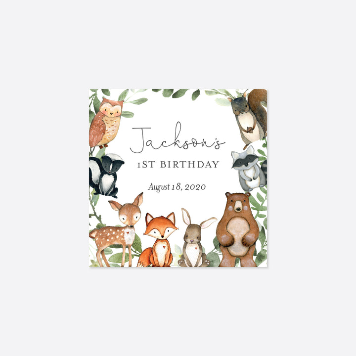 Woodland Animals Kids Birthday Favour Tag Printable
