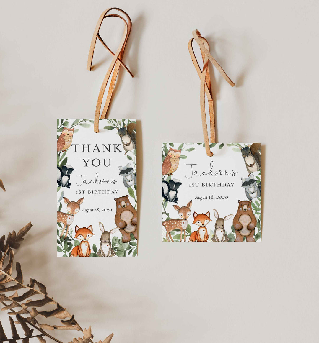 Woodland Animals Kids Birthday Favour Tag Printable