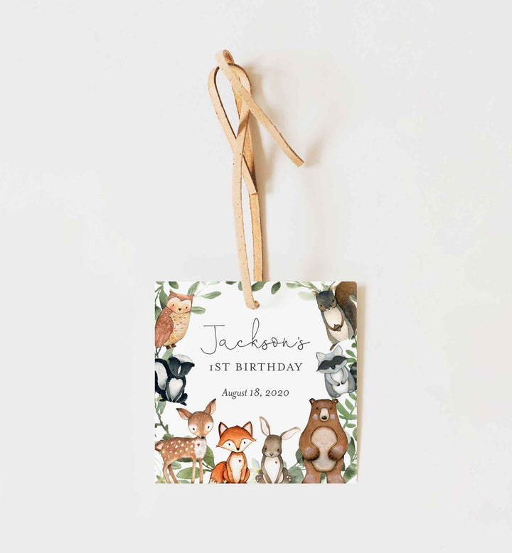 Woodland Animals Kids Birthday Favour Tag Printable