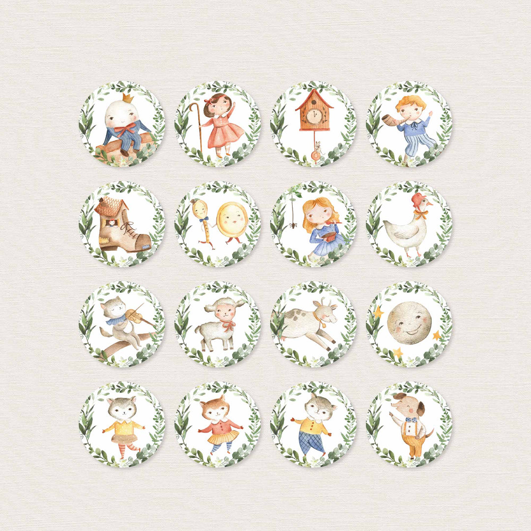 Nursery Rhymes Kids Birthday Cupcake Toppers and Cupcake Wrappers Printable