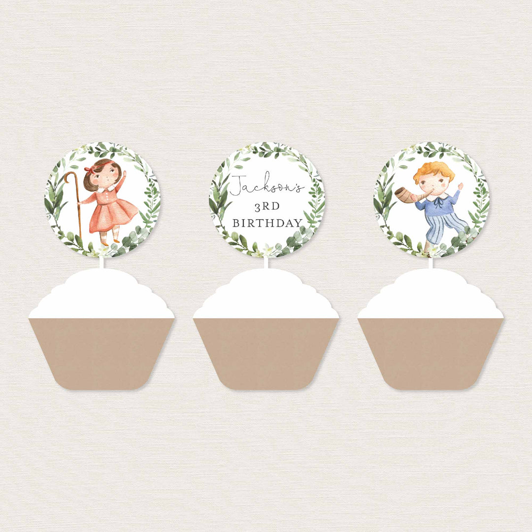 Nursery Rhymes Kids Birthday Cupcake Toppers and Cupcake Wrappers Printable