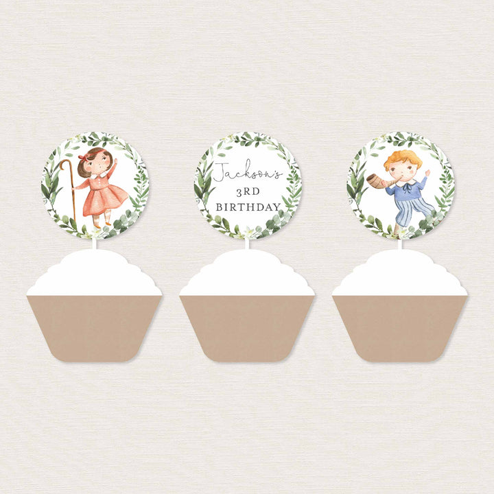 Nursery Rhymes Kids Birthday Cupcake Toppers and Cupcake Wrappers Printable