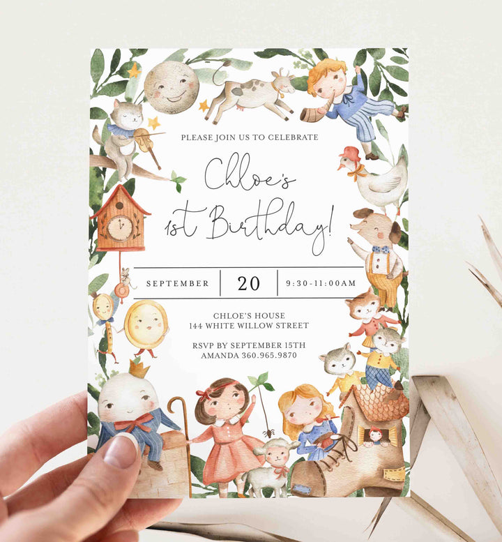 Nursery Rhymes Kids Birthday Invitation Printable