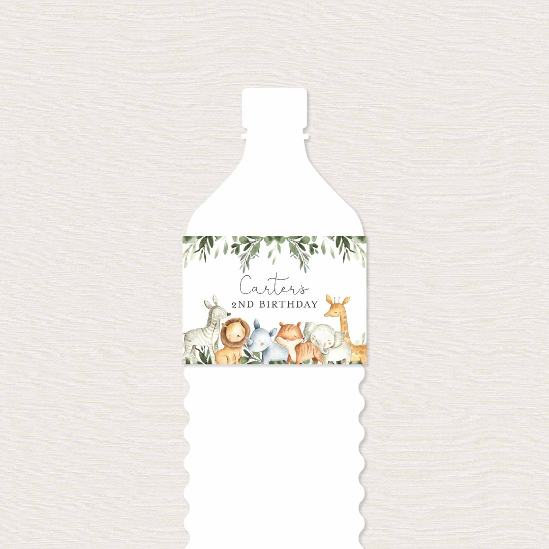 Safari Animals Kids Birthday Water Bottle Label Printable