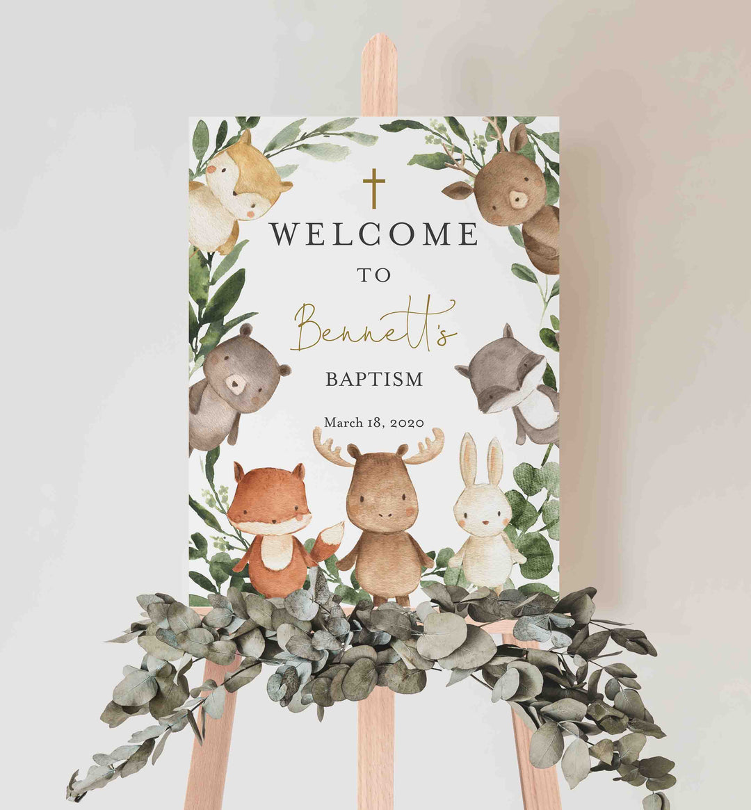 Woodland Friends Baptism Welcome Sign Printable