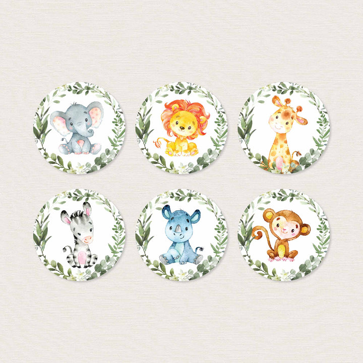 Jungle Animals Baptism Cupcake Toppers and Cupcake Wrappers Printable