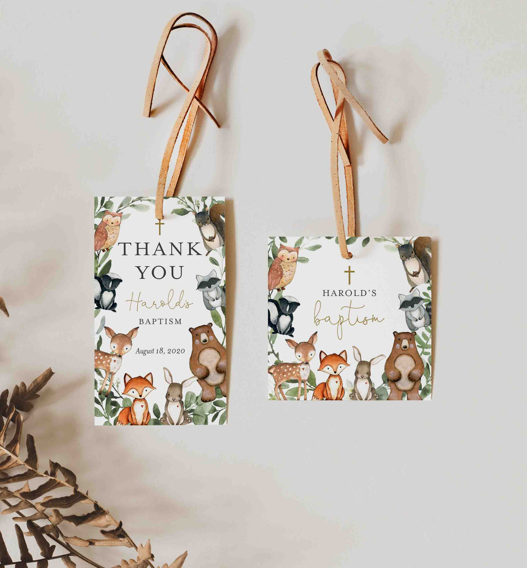 Woodland Animals Baptism Favour Tag Printable