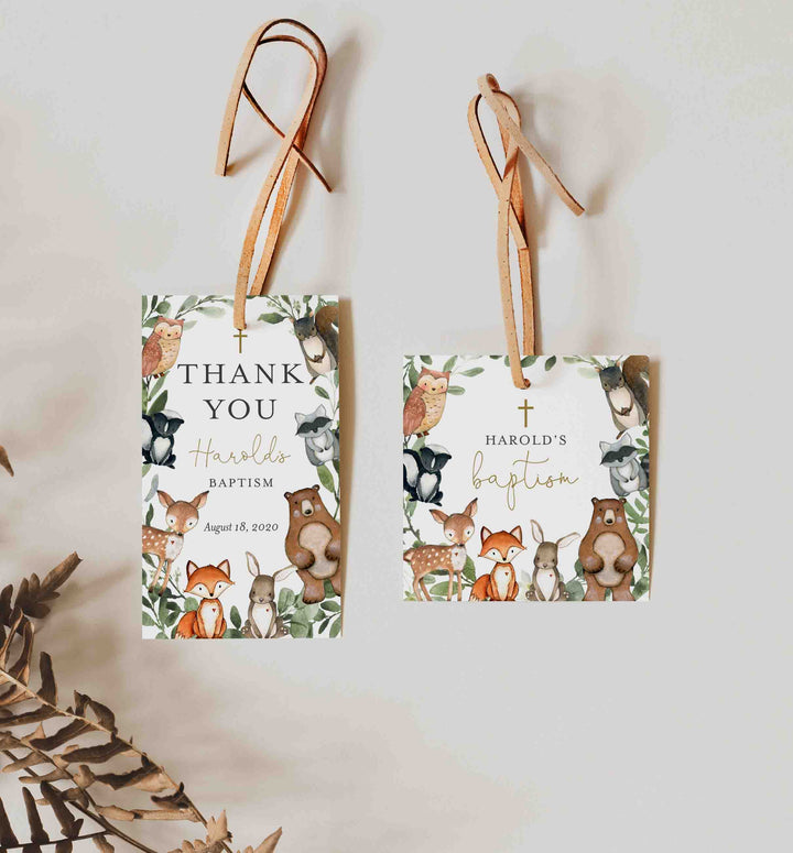 Woodland Animals Baptism Favour Tag Printable