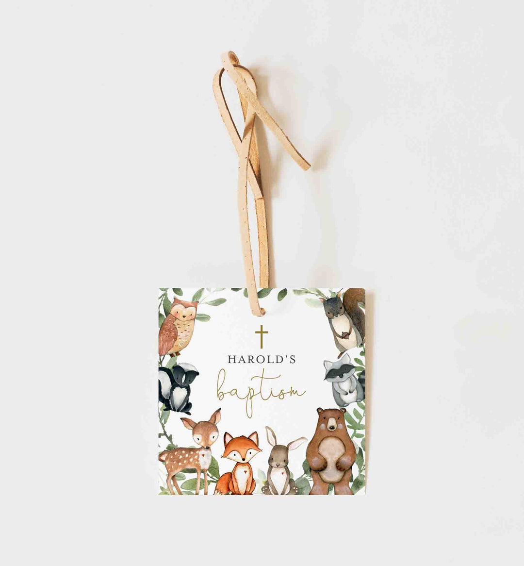 Woodland Animals Baptism Favour Tag Printable