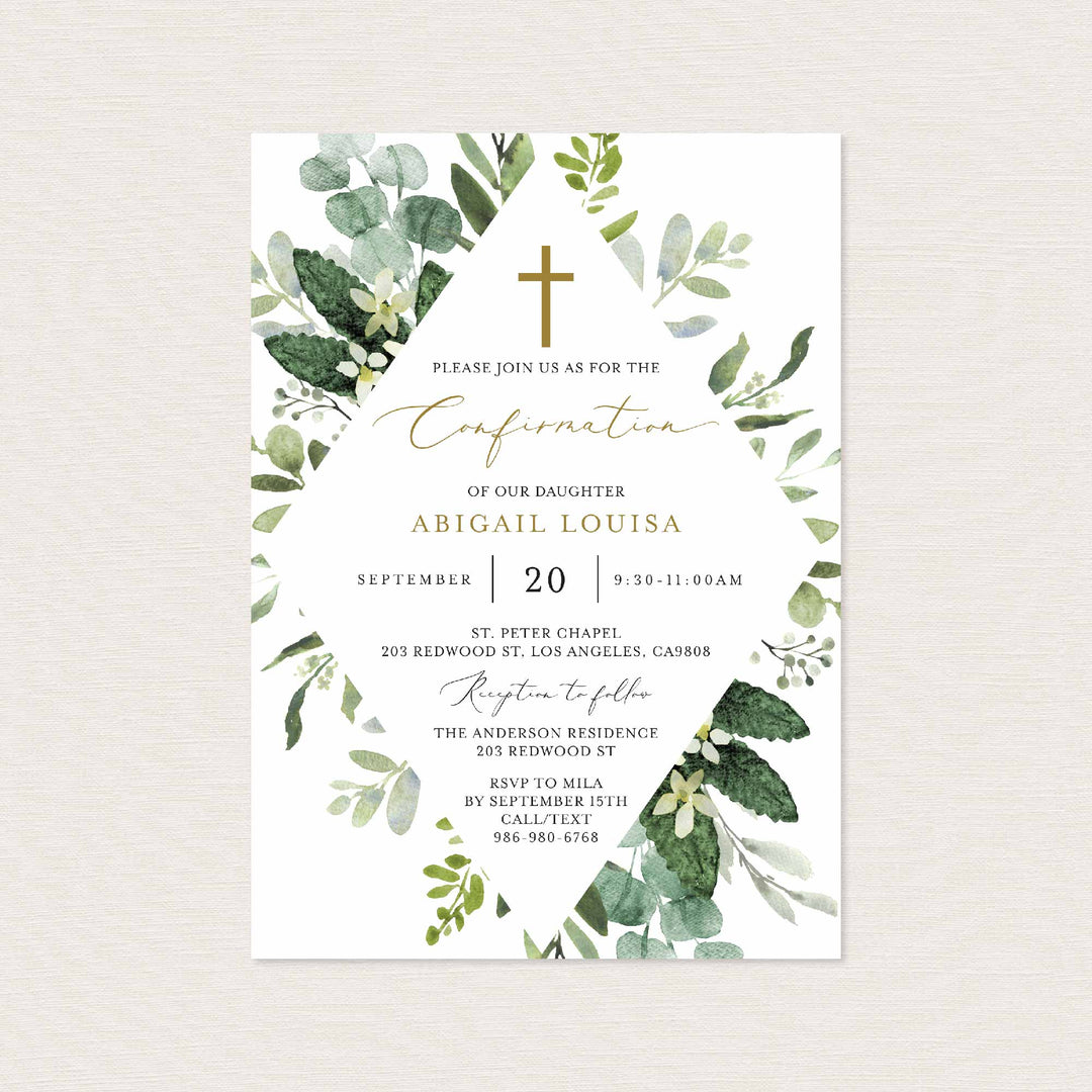 Foliage Confirmation Invitation Printable