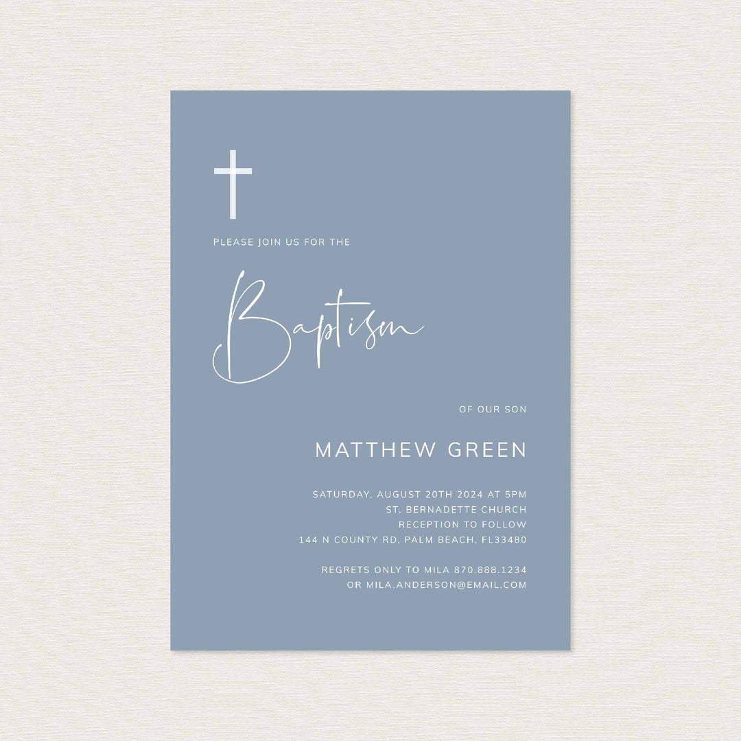 Modern Minimal Baptism Invitation Printable