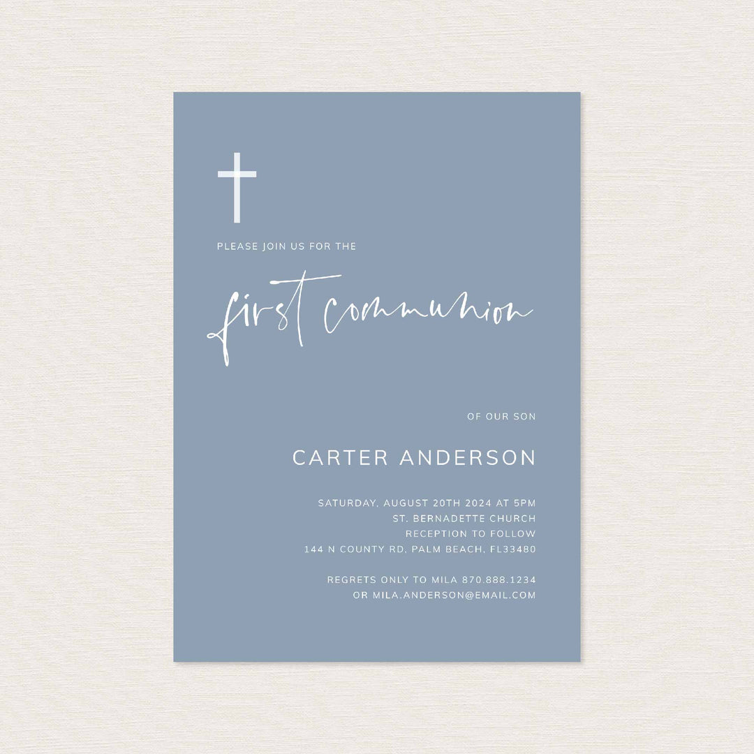 Modern Minimal First Communion Invitation Printable