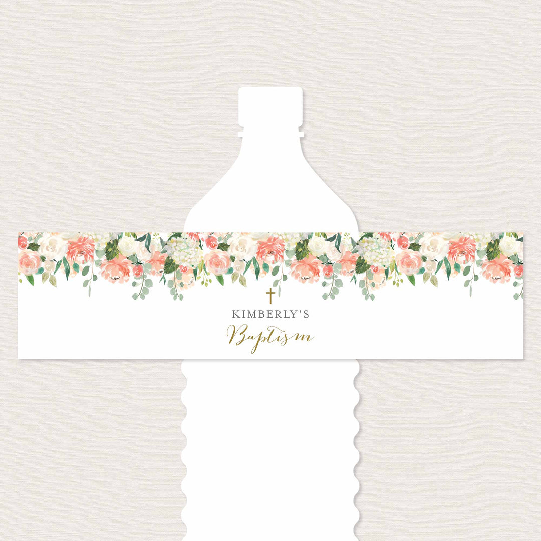 Peach and Cream Baptism Water Bottle Label Printable