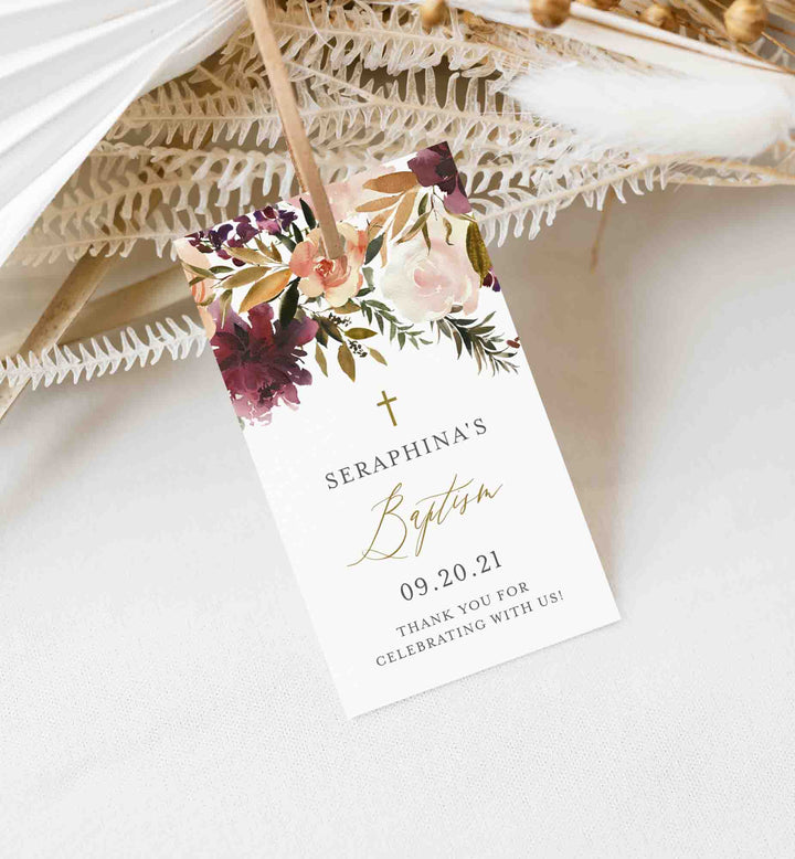 Romance Blush Baptism Favour Tag Printable