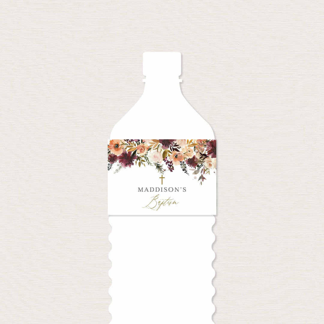 Romance Blush Baptism Water Bottle Label Printable